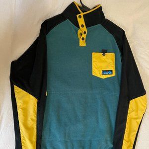 KAVU Teannaway Fleece Quarter Button Zip Pockets Men's Size S